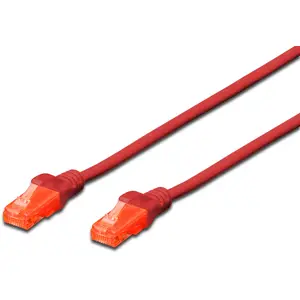 Comparateur de prix : Digitus RJ45 Câble réseau, câble patch CAT 6 U/UTP 1.00 m rouge torsadé par paire