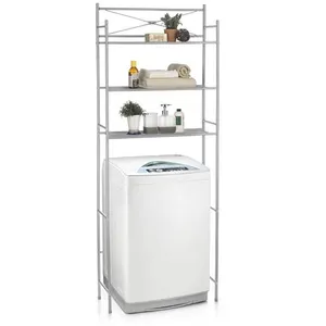 Comparateur de prix : Idimex Etagère de salle de bain MARSA meuble de rangement au-dessus des toilettes wc ou lave-linge avec 3 tablettes, en métal laqué gris