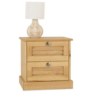 IDIMEX Table de chevet veneta h 42 cm 2 tiroirs en bois massif - color... pas cher
