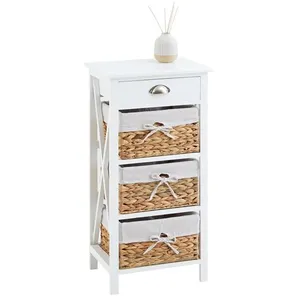 Idimex - Table de chevet nusco avec 1 tiroir et 3 paniers, en bois las... pas cher