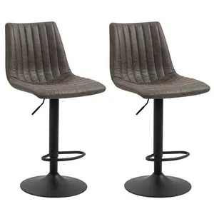 Idimex - Lot de 2 tabourets de bar veneza en tissu suédine gris pas cher