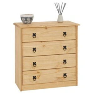 Comparateur de prix : Idimex Commode en pin barrio, 4 tiroirs en pin massif finition teintée/cirée