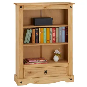 Comparateur de prix : Idimex Bibliothèque SALSA étagère en bois style mexicain avec 2 tablettes et 1 tiroir, en pin massif finition teintée/cirée