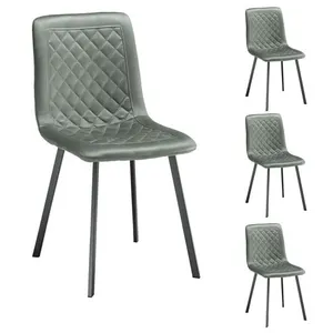 Idimex - Lot de 4 chaises terni, en tissu suédine vert