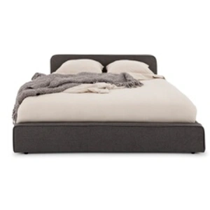 Idimex Lit double rembourré en tissu gris foncé, avec sommier, 140 x 190 cm pas cher