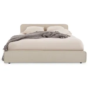 Idimex Lit double BELARTI 140x190 cm Revêtement en tissu Beige Lit style moderne pour 2 personnes Cadre avec sommier inclus pas cher