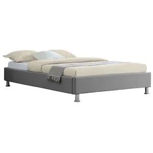 Comparateur de prix : Idimex Lit futon simple pour adulte NIZZA 120x190 cm 1 place et demi / 1 personne, avec sommier et pieds en métal chromé, tissu gris