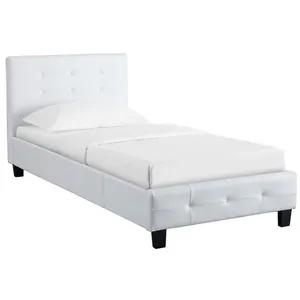 Comparateur de prix : Idimex Lit simple reve, 90 x 190 cm, capitonné avec sommier, revêtement synthétique blanc