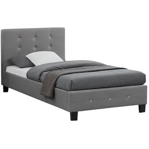 Lit simple capitonné TICO - IDIMEX - 90x190 cm - Gris - Strass