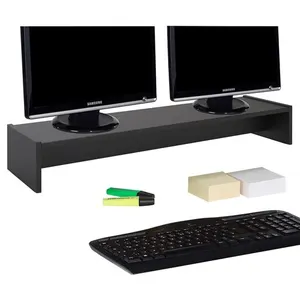 Comparateur de prix : Idimex Support d'écran d'ordinateur SCREEN, réhausseur pour deux moniteurs ou un grand écran, longueur 100 cm, en mélaminé noir mat