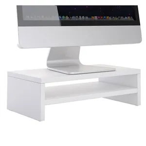Comparateur de prix : Idimex Support d'écran d'ordinateur DISPLAY, réhausseur pour moniteur avec étagère intermédiaire, longueur 42 cm, en mélaminé blanc mat