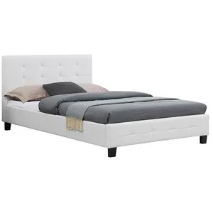 Idimex Lit simple MARLON, 120 x 190 cm, capitonné avec sommier, revêtement synthétique blanc pas cher