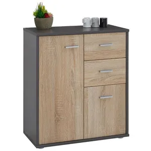 Idimex - Buffet salle à manger remy l 60 cm - Gris et chêne sonoma pas cher