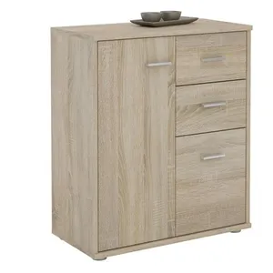 Idimex Buffet REMY, commode meuble de rangement avec 2 tiroirs et 2 portes, en mélaminé décor chêne sonoma pas cher