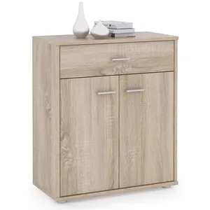Idimex Buffet MONACO, commode meuble de rangement avec 1 tiroir et 2 portes, en mélaminé décor chêne sonoma pas cher