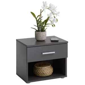 Idimex - Table de chevet mael, en mélaminé gris mat pas cher