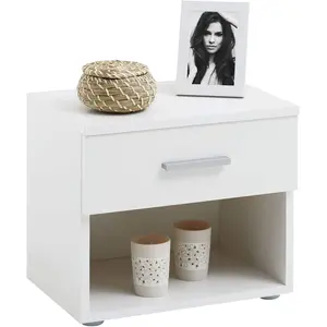 Idimex - Table de chevet mael, en mélaminé blanc mat et blanc brillant pas cher