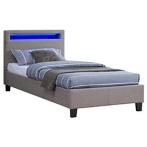 Comparateur de prix : Idimex Lit led simple molina 90x190 cm, avec sommier, revêtement tissu gris