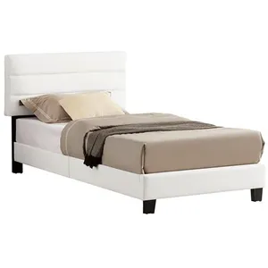 Comparateur de prix : Idimex - Lit 1 place hudson, 90 x 190 cm, capitonné avec sommier, revêtement synthétique blanc