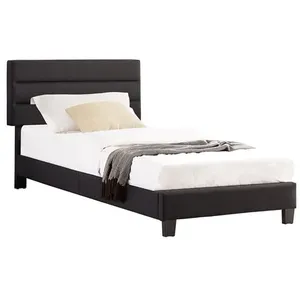 Comparateur de prix : Idimex Lit 1 place FLORIDA 90x190 cm avec sommier, lit simple pour enfant ou adulte, hauteur réglable, lit en tissu noir