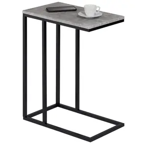 Idimex Table d'appoint rectangulaire DEBORA, en métal noir et décor béton pas cher