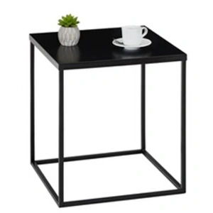 Comparateur de prix : Idimex Table d'appoint carré HILAR, cadre et plateau en métal laqué noir