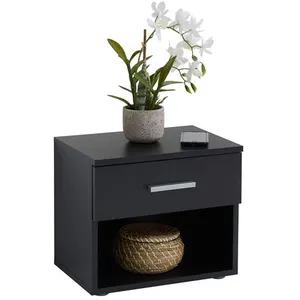 Idimex Table de chevet mael, table de nuit casier avec 1 tiroir et 1 niche, en mélaminé noir mat pas cher