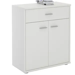 Idimex Buffet MONACO, commode meuble de rangement avec 1 tiroir et 2 portes, en mélaminé blanc mat pas cher