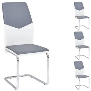 Comparateur de prix : Idimex - Lot de 4 chaises leona, en synthétique blanc et gris
