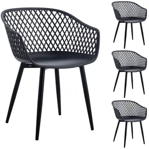 Idimex - Lot de 4 chaises madeira, en plastique et métal noir