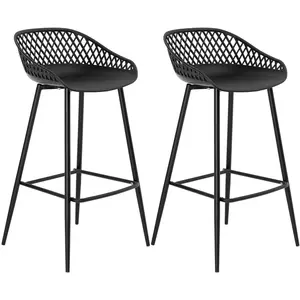 Idimex Lot de 2 tabourets de bar IREK, en plastique noir noir 48 x 96 x 48 cm