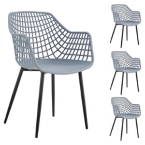 Idimex - Lot de 4 chaises lucia, en plastique gris clair