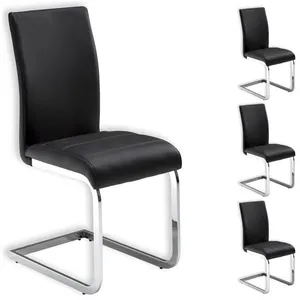Idimex - Lot de 4 chaises leticia, en synthétique noir pas cher