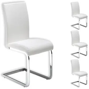 Idimex - Lot de 4 chaises leticia, en synthétique blanc