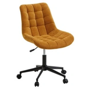 Idimex Chaise de bureau VASILO fauteil en velours côtelé jaune avec piétement en métal laqué noir pas cher