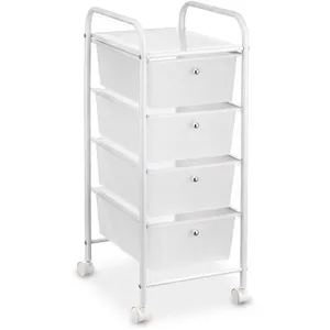 Comparateur de prix : Idimex Caisson sur roulettes GINA, en métal laqué blanc avec 4 tiroirs en plastique blanc