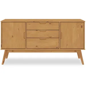 Comparateur de prix : Idimex Buffet TIVOLI design vintage scandinave nordique commode bahut vaisselier 3 tiroirs 2 portes, pin massif finition bois teinté