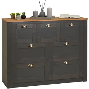 Idimex Commode chambre bolton l 110 cm en bois massif - Anthracite pas cher