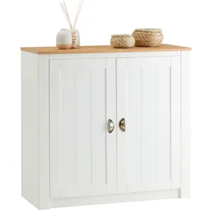 Idimex Buffet salle à manger bolton l 91 cm bois massif, blanc et brun