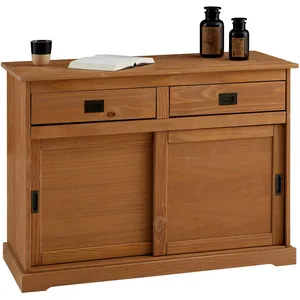 Comparateur de prix : Idimex Buffet SAVONA bahut vaisselier commode avec 2 tiroirs et 2 portes coulissantes, en pin massif lasuré brun