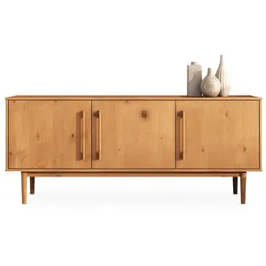 Buffet tecca l 170 cm 3 portes en bois massif - coloris chêne