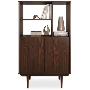 IDIMEX Buffet haut simona h 133 cm en bois massif - coloris noyer pas cher