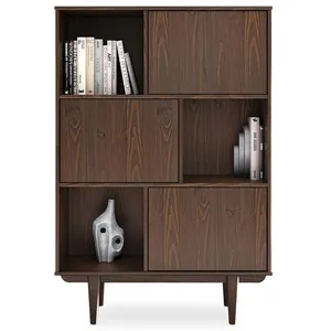 IDIMEX Buffet haut simona h 139 cm en bois massif - coloris noyer pas cher