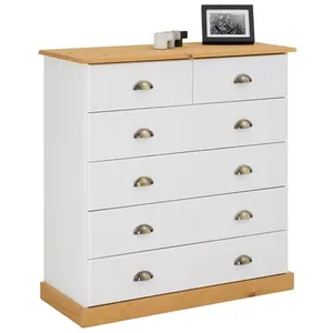Comparateur de prix : Idimex Commode de chambre PARIS avec 6 tiroirs en pin massif lasuré blanc et brun