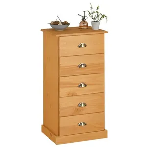 IDIMEX Chiffonnier Paris Commode avec 5 tiroirs en pin Massif lasuré Brun