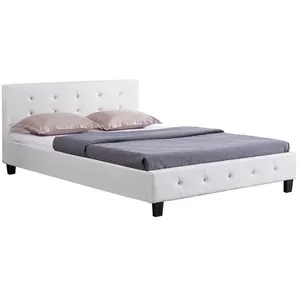 Lit double capitonné JOSY - IDIMEX - Blanc - 140x190 cm - Strass pas cher