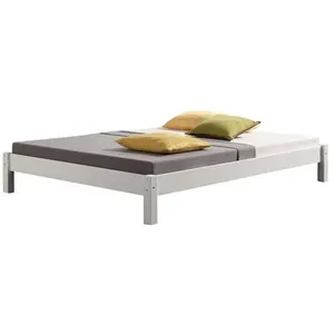 Comparateur de prix : Idimex Lit futon double pour adulte TAIFUN 140 x 200 cm, 2 personnes, 2 places, pin massif lasuré blanc