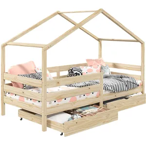 Idimex - Lit cabane ena avec tiroirs, 90 x 200 cm en pin massif naturel