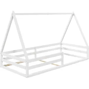 Comparateur de prix : Idimex Lit cabane enfant Montessori au sol en bois massif blanc, 90 x 190 cm