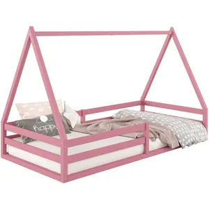 Comparateur de prix : Idimex Lit cabane SILA 90x190 cm, lit simple enfant 1 place type Montessori, en pin massif rose